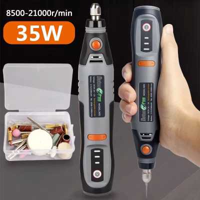 35W USB Cordless Rotary Tool Dremel DIY Mini Drill Engraving Pen Electric 3 Speed Mini Wireless Drill Set 8500r-21000r/min 1420