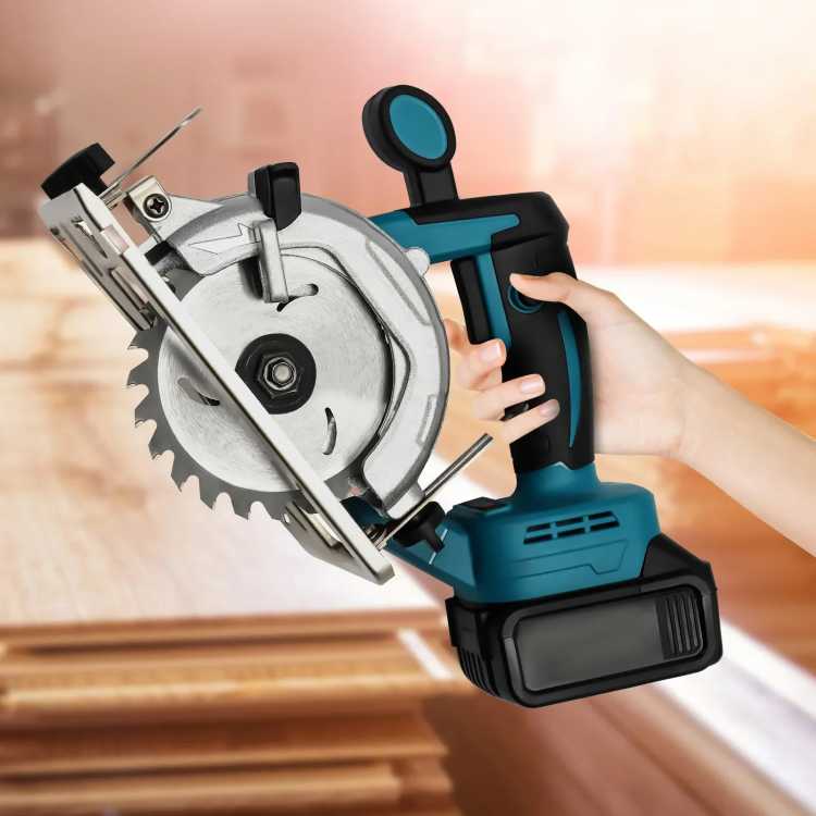 4.9Inch Rechargeable Chainsaw with Charger Circular Saw 4.0Ah Battery Carbon Steel 110V 0-45°Adjustable Cutting Angle 1420