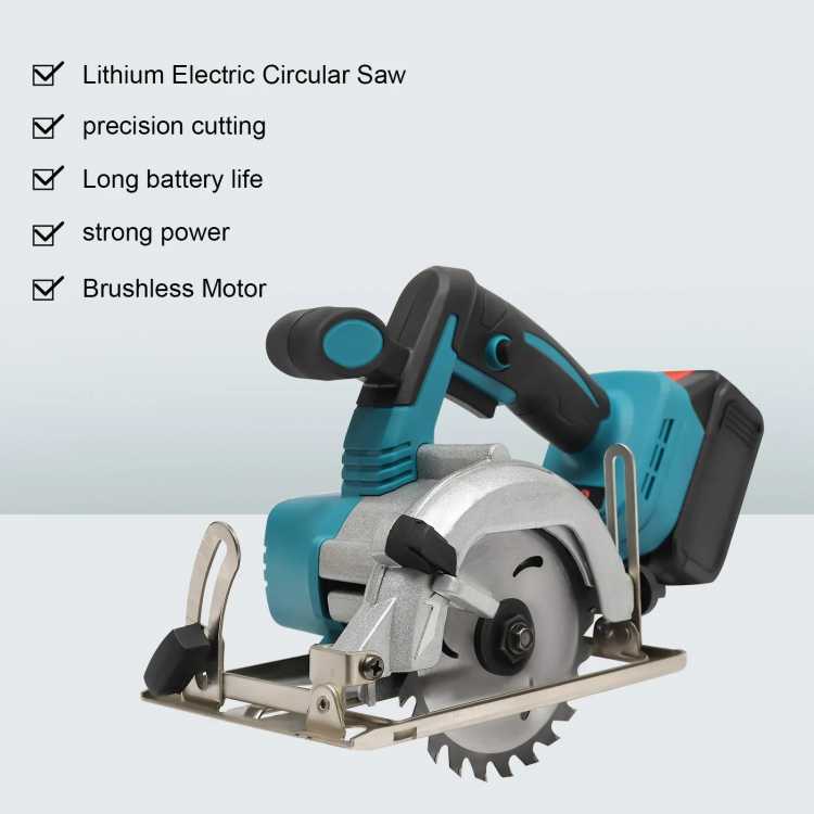 4.9Inch Rechargeable Chainsaw with Charger Circular Saw 4.0Ah Battery Carbon Steel 110V 0-45°Adjustable Cutting Angle 1420