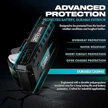 G 20V DC 2Ah 36 Watt Hour Lithium Ion Rechargeable Battery Replacement (Use Only for Snow Thrower, Electrostatic Handheld ULV Fogger Sprayer and Select Outdoor Garden Tools - All Not Included)