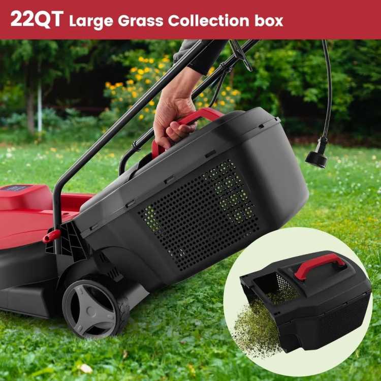 Electric Lawn Mower, Versatile Corded Lawn Mower with Grass Collection Box, 10 AMP Motor, 13" Cutting Deck, 3 Adjustable