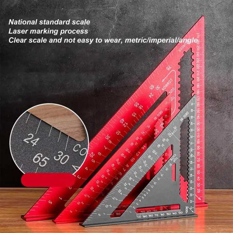 Woodworking Aluminum Alloy Triangle Gauges Measuring Gauging Tools High Precision Marker Angle Ruler Speed Square Metric 1420