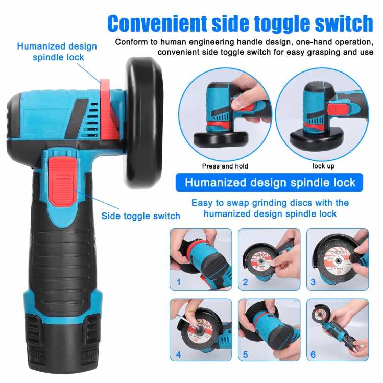 12V Cordless Electric Angle Grinder 19500rpm Lithium Battery Mini Polishing Grinding Machine Diamond Cutting Power Grinder 1420