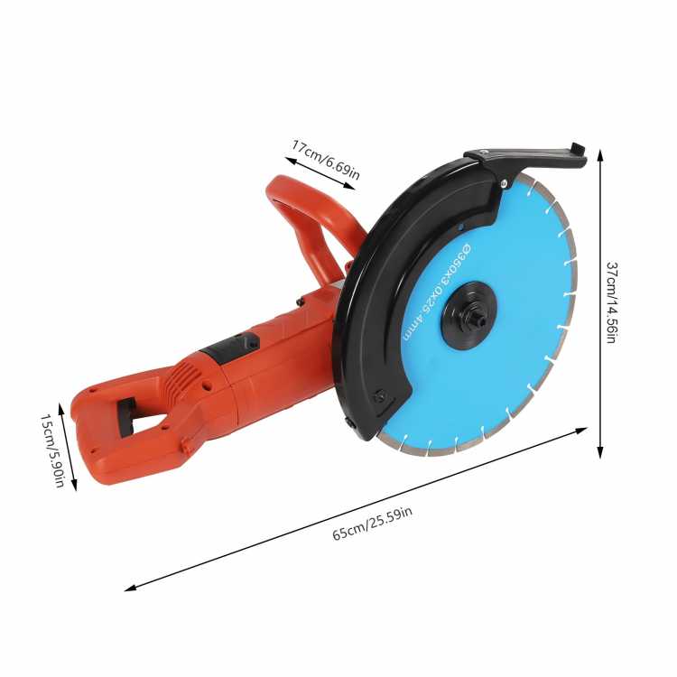 Corded Electric Handheld Concrete Saw 3000W Pure Copper Motor Rotating Handle for Grooving Cutting Work 1420