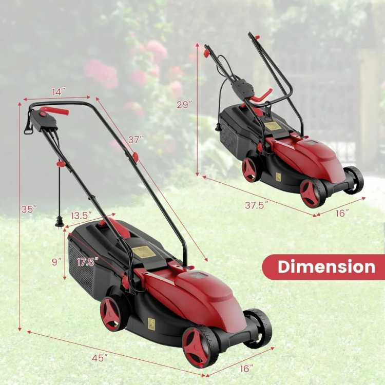 Electric Lawn Mower, Versatile Corded Lawn Mower with Grass Collection Box, 10 AMP Motor, 13" Cutting Deck, 3 Adjustable