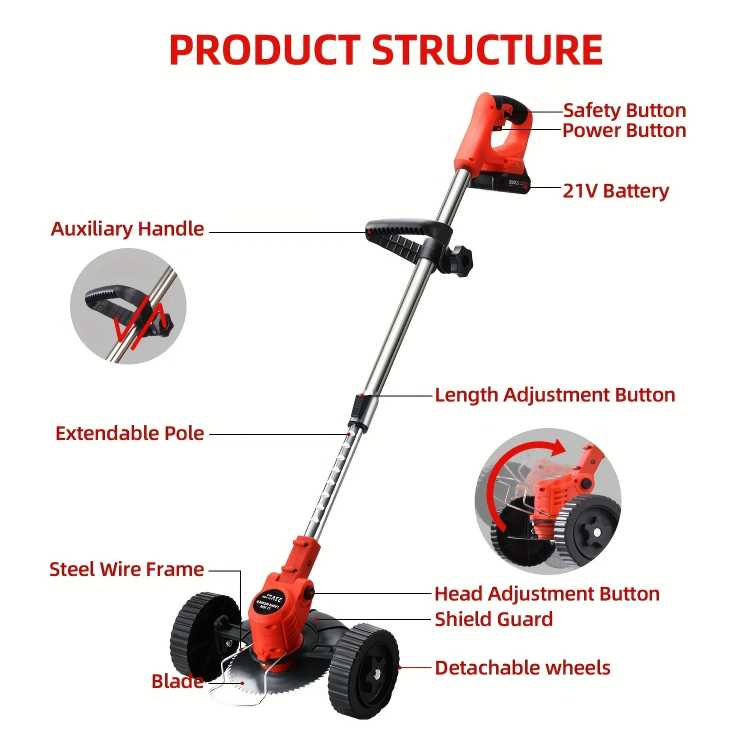 The Wireless Electric Lawn Mower Is Equipped with A Battery and 17 Blades, Suitable for Different Scenarios 1420