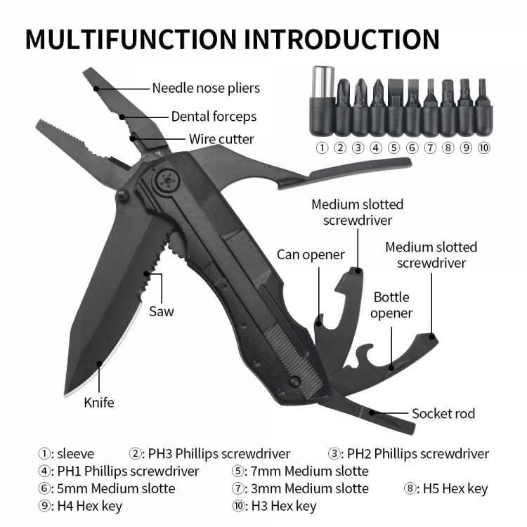 Multifunctional Knife Pliers Outdoor Home Portable Outdoor Survival Folding Knife Plier Screwdriver Hand Tool Car Emergency Tool 1420