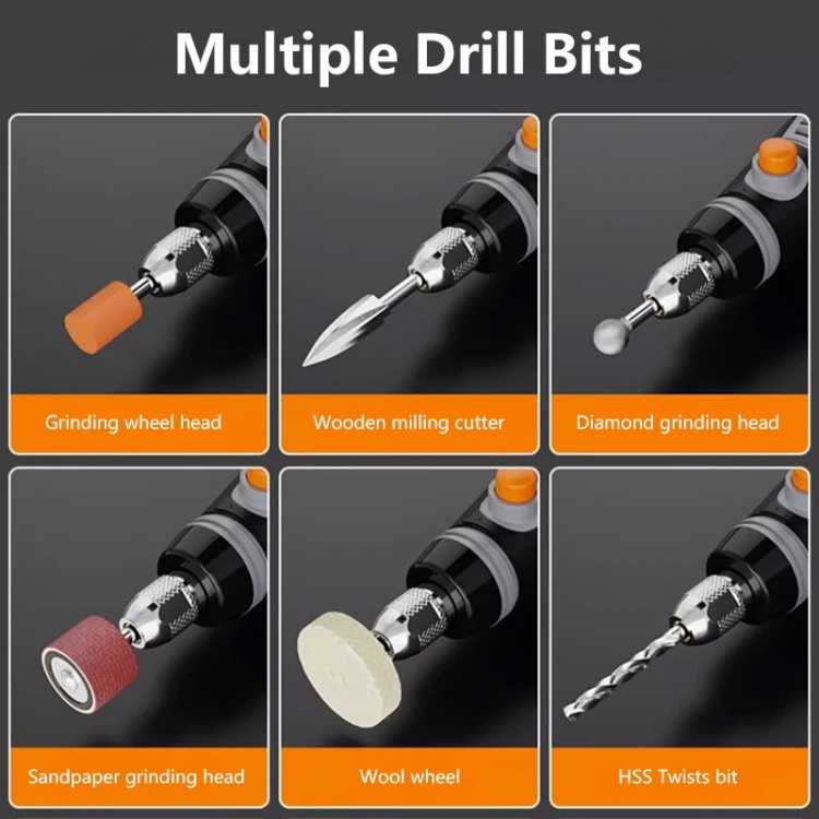 35W USB Cordless Rotary Tool Dremel DIY Mini Drill Engraving Pen Electric 3 Speed Mini Wireless Drill Set 8500r-21000r/min 1420